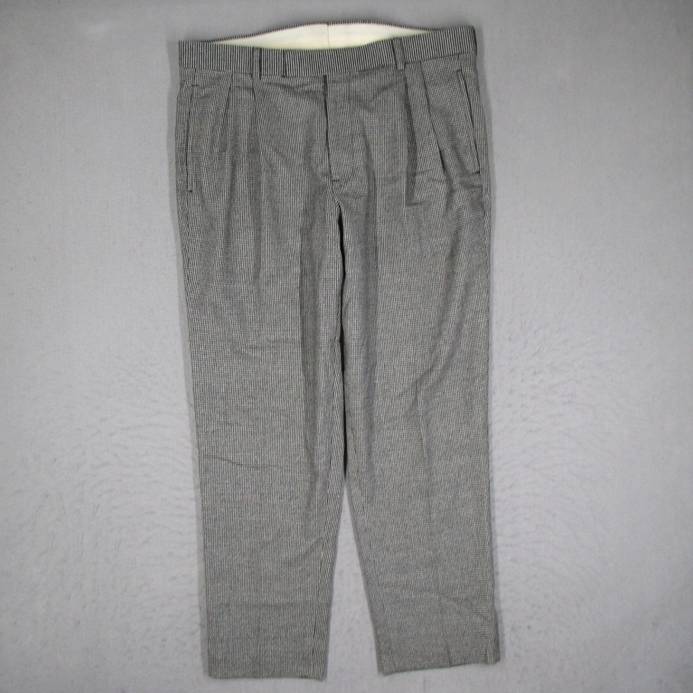 Brooks Brothers Slim Wool Cashmere Houndstooth Pleated Trousers Mens 35x30 Black